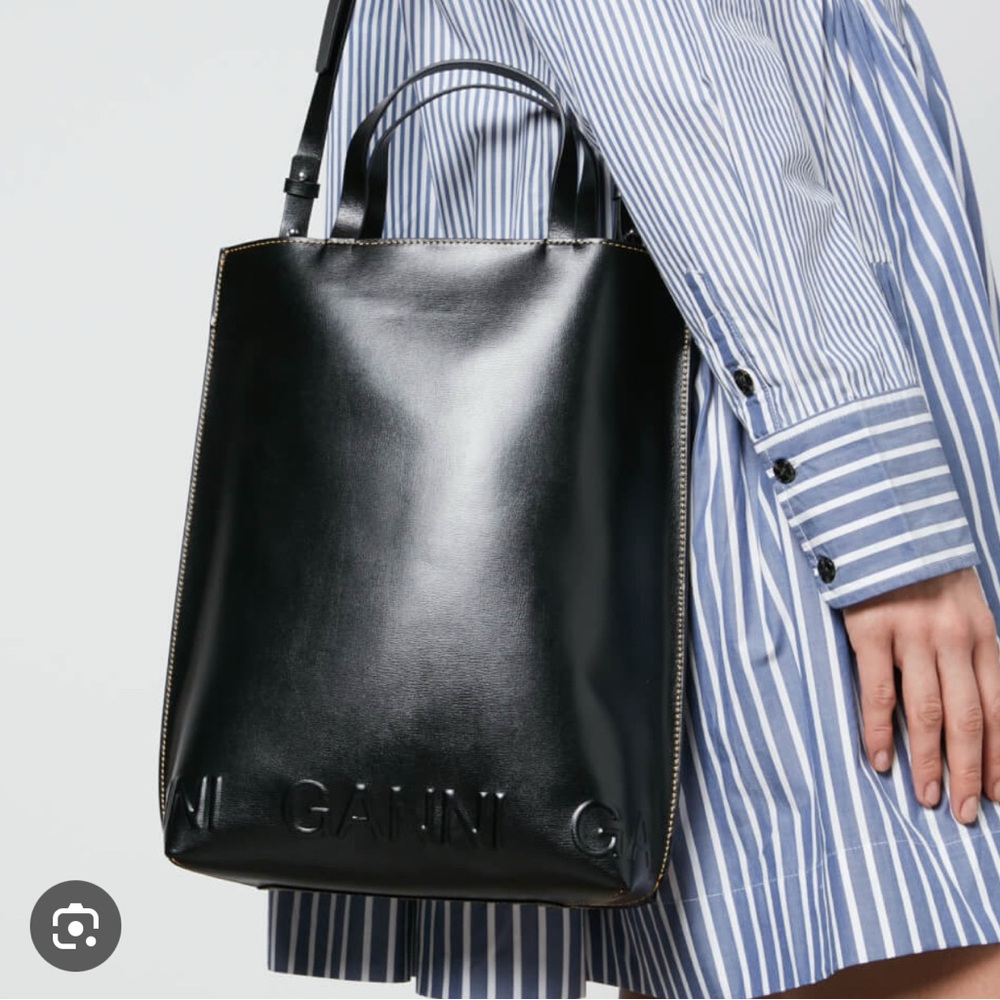 Ganni medium banner leather tote